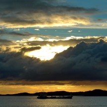 Sunset on the ferry between Edøya and Sandvik